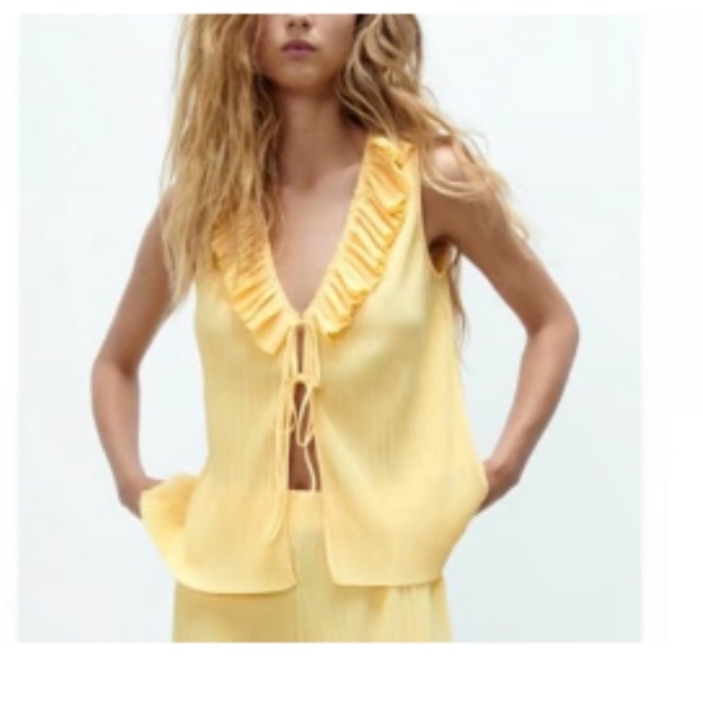 Zara Yellow Ruffled Blouse